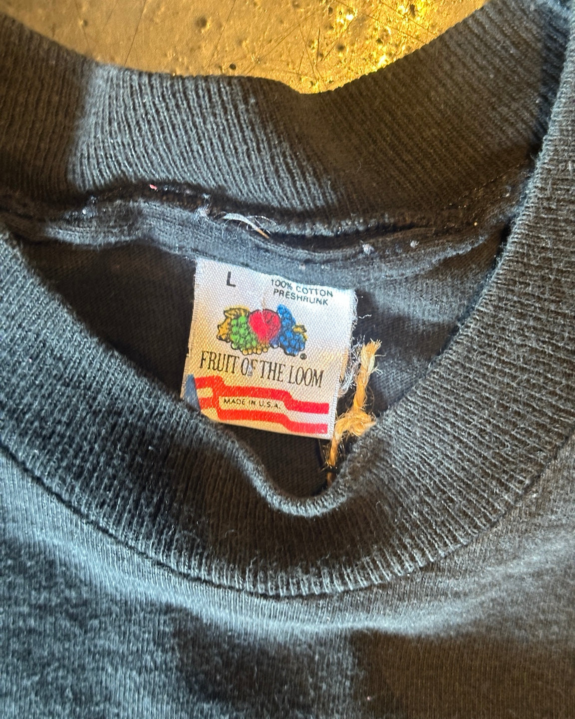 Fruit of the Loom size Large Made in USA tag