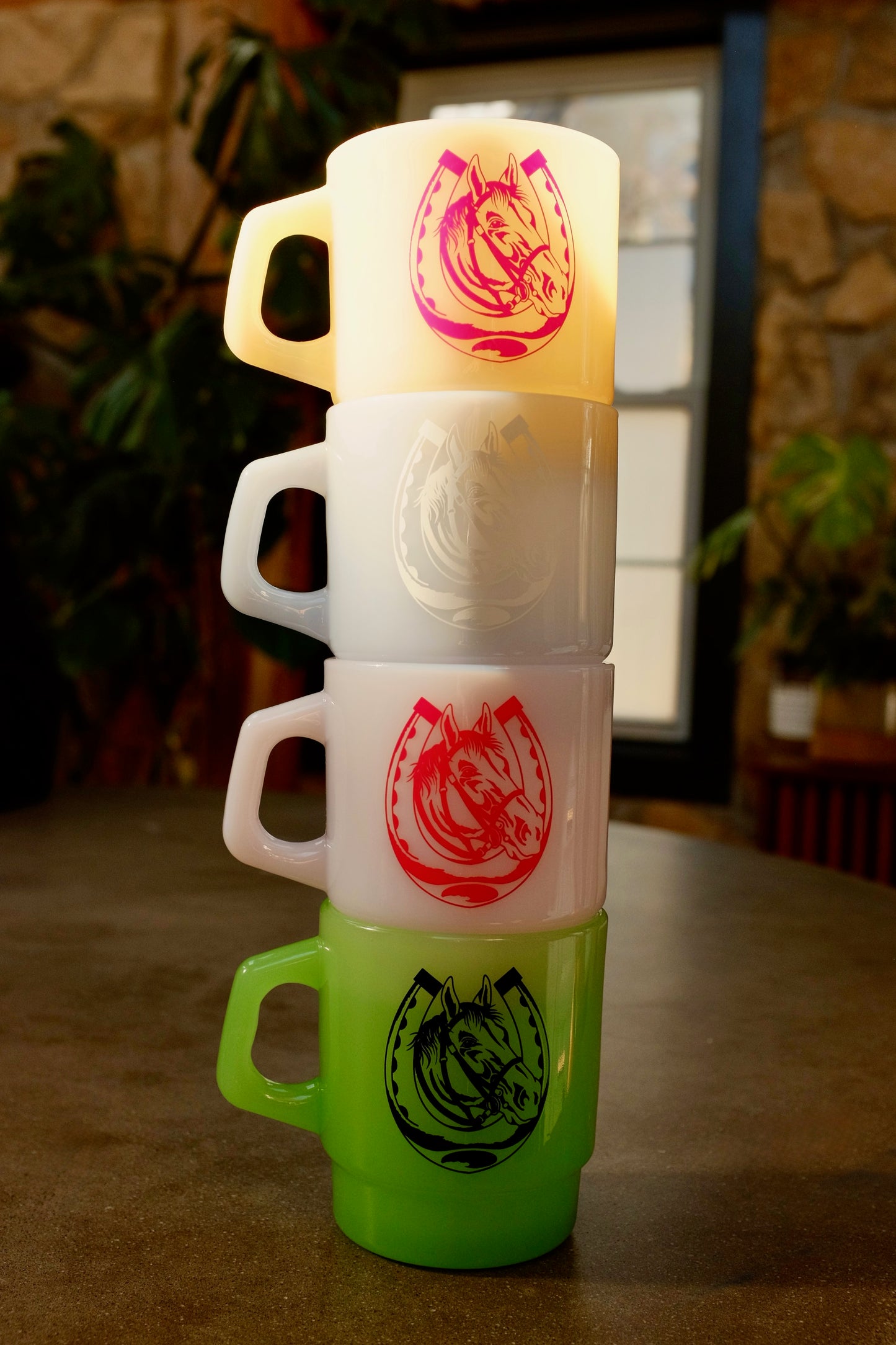 Three Horses Glass Mugs