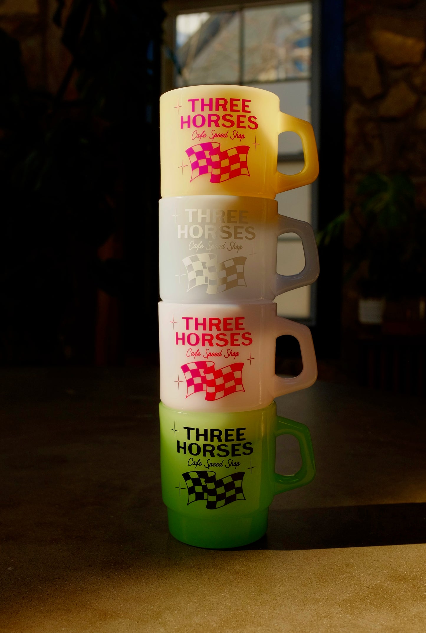 Three Horses Glass Mugs