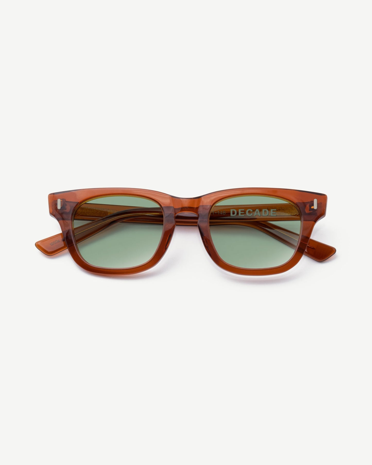 Decade Eyewear EARL 50s Coffee and Green sunglasses folded front view