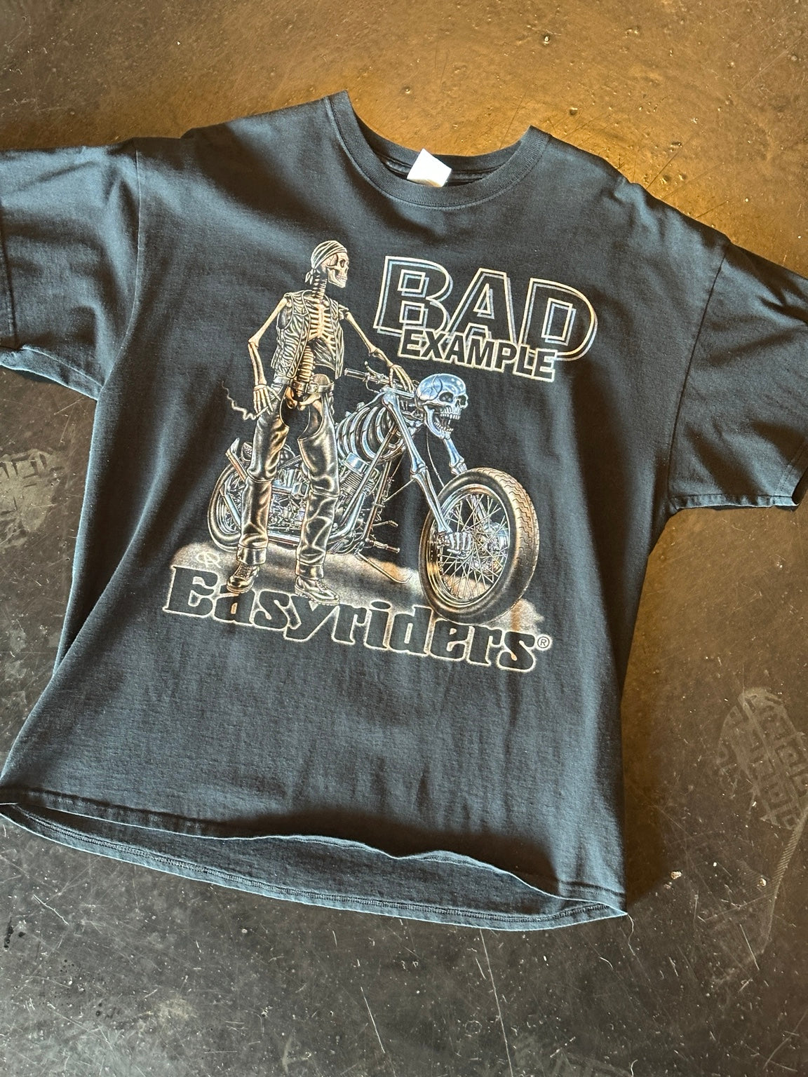 Vintage black motorcycle graphic T-shirt front