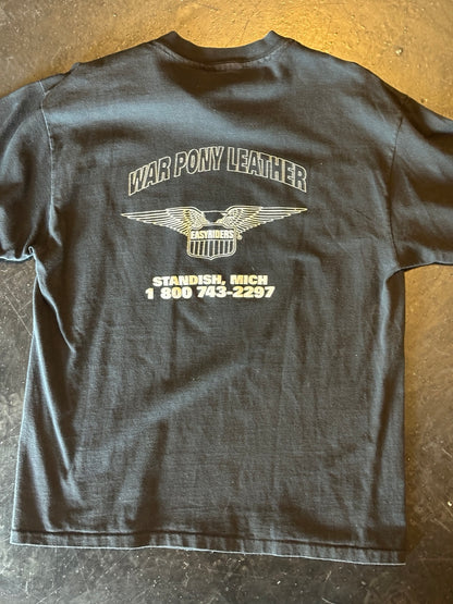 Rear view of black T-shirt