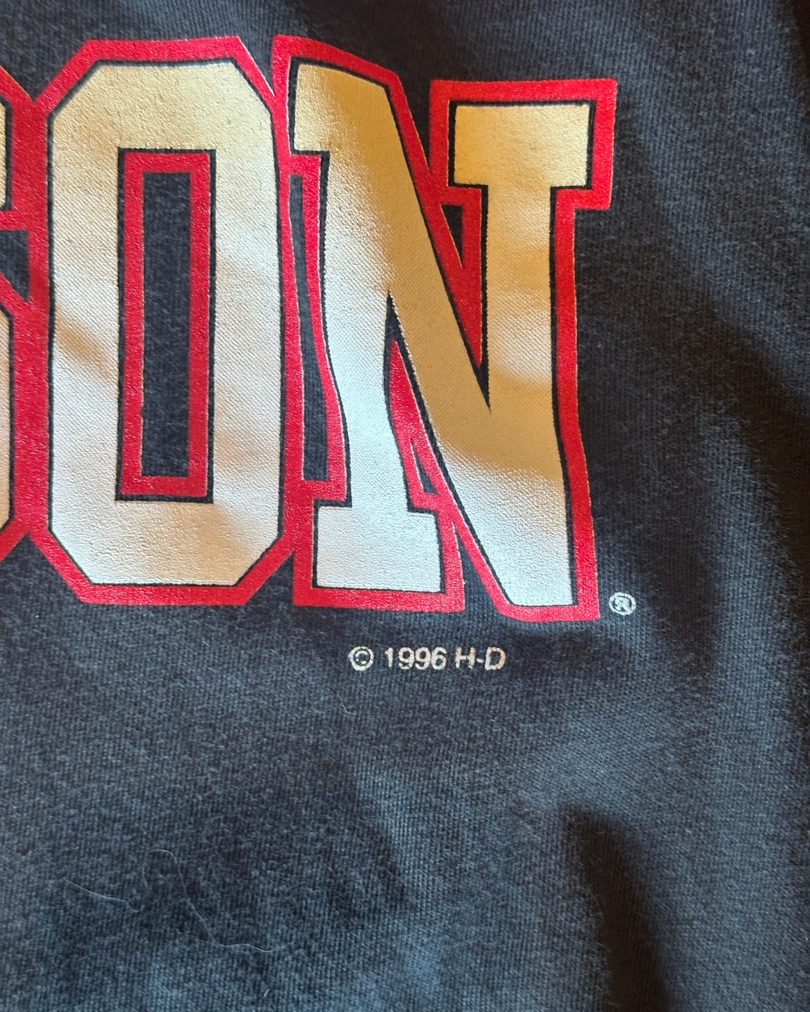 Close-up of 1996 Harley-Davidson graphic copyright detail