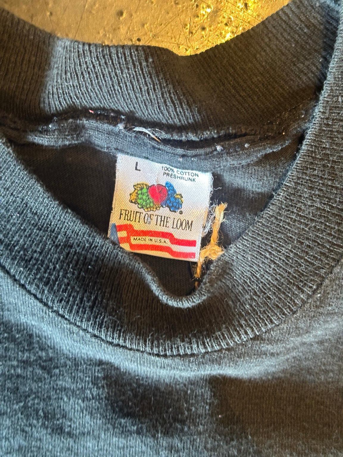 Fruit of the Loom size Large Made in USA tag