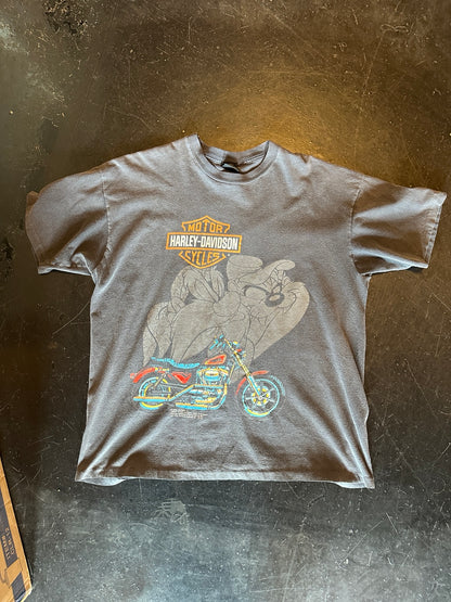 Vintage black motorcycle graphic T-shirt front