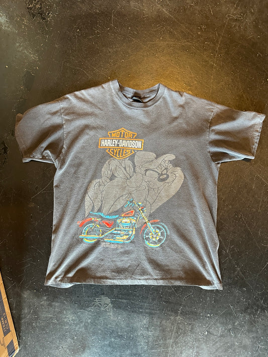 Vintage black motorcycle graphic T-shirt front