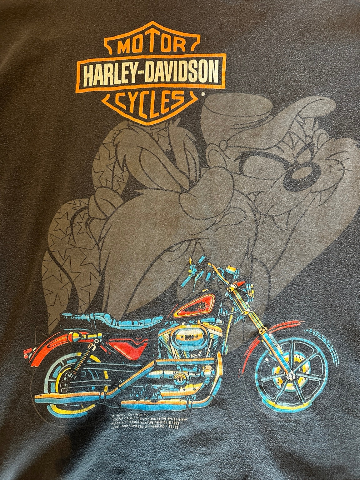 Vintage motorcycle graphic print detail