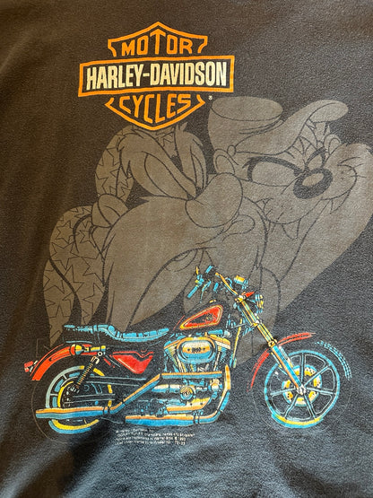 Vintage motorcycle graphic print detail